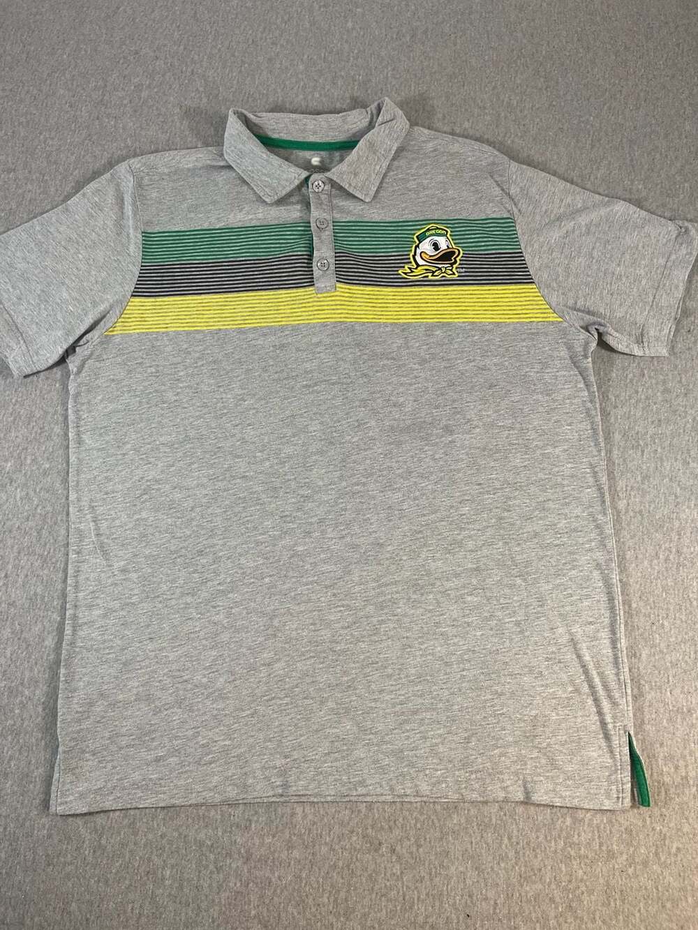 Colosseum Oregon Ducks Gray Striped Short Sleeve Polo Shirt Men’s L